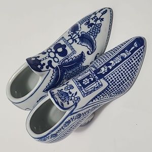 Vintage Royal Blue‎ Deocative Porcelian Shoes - Pair